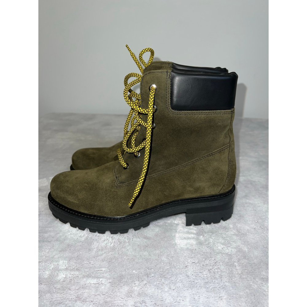 La Canadienne Suede Lace Up Boots Size 8 Olive Green - Picture 3 of 9